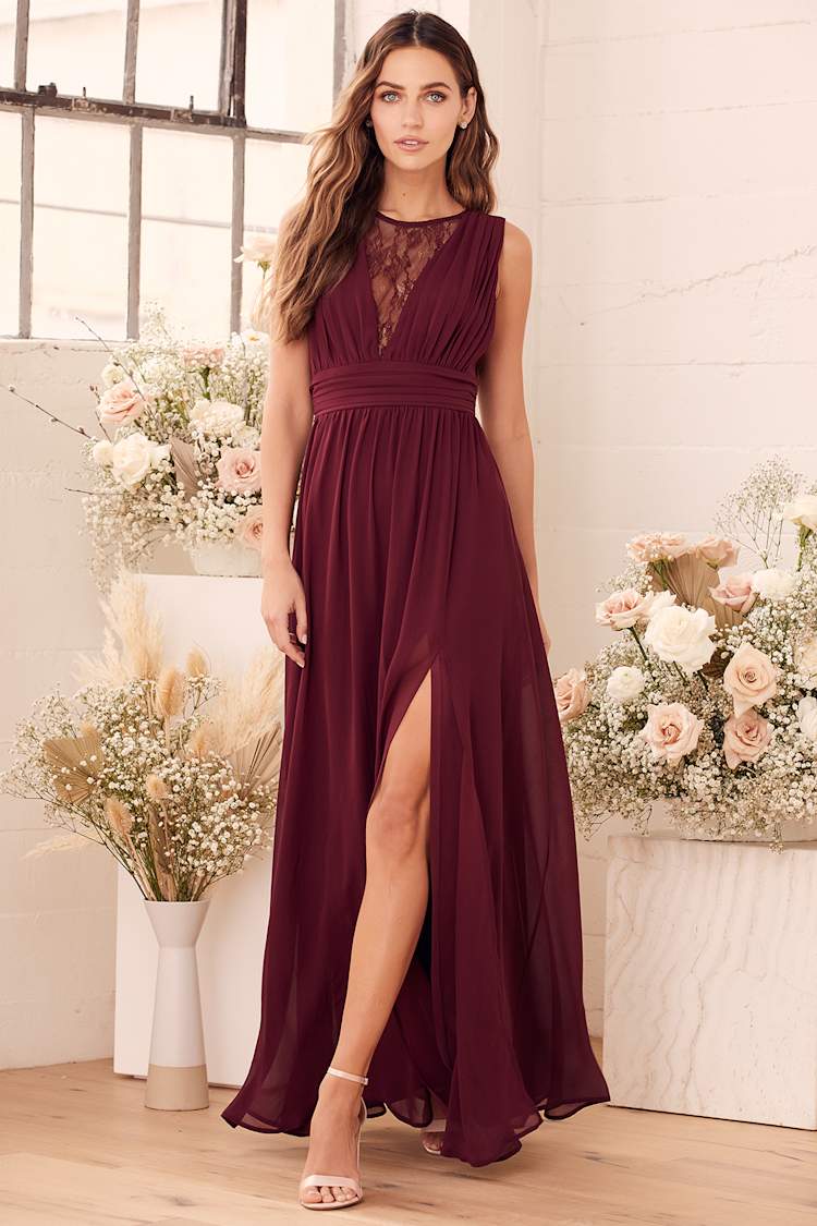 Dreamy Devotion Burgundy Lace Sleeveless Maxi Dress