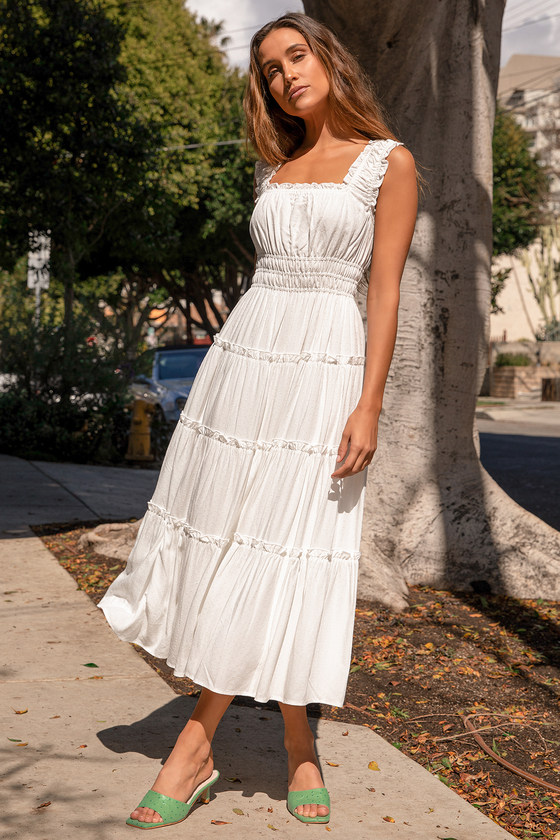 Glorious Day Ivory Sleeveless Tiered Maxi Dress