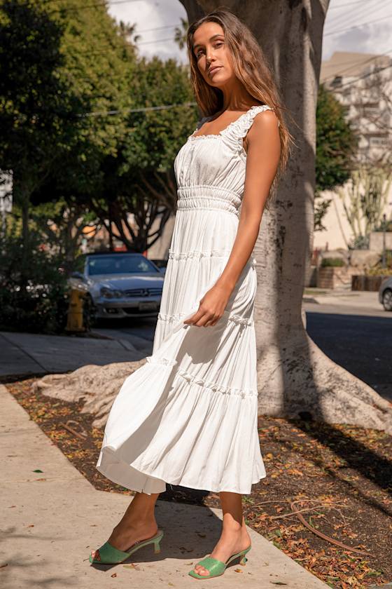 Glorious Day Ivory Sleeveless Tiered Maxi Dress 2