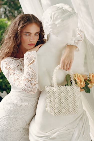 Mickey White Pearl Handbag