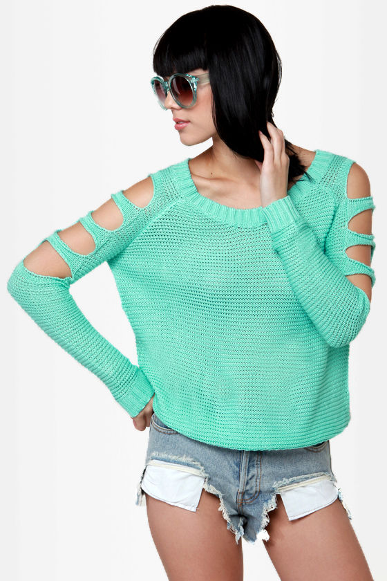 mint green cropped sweater