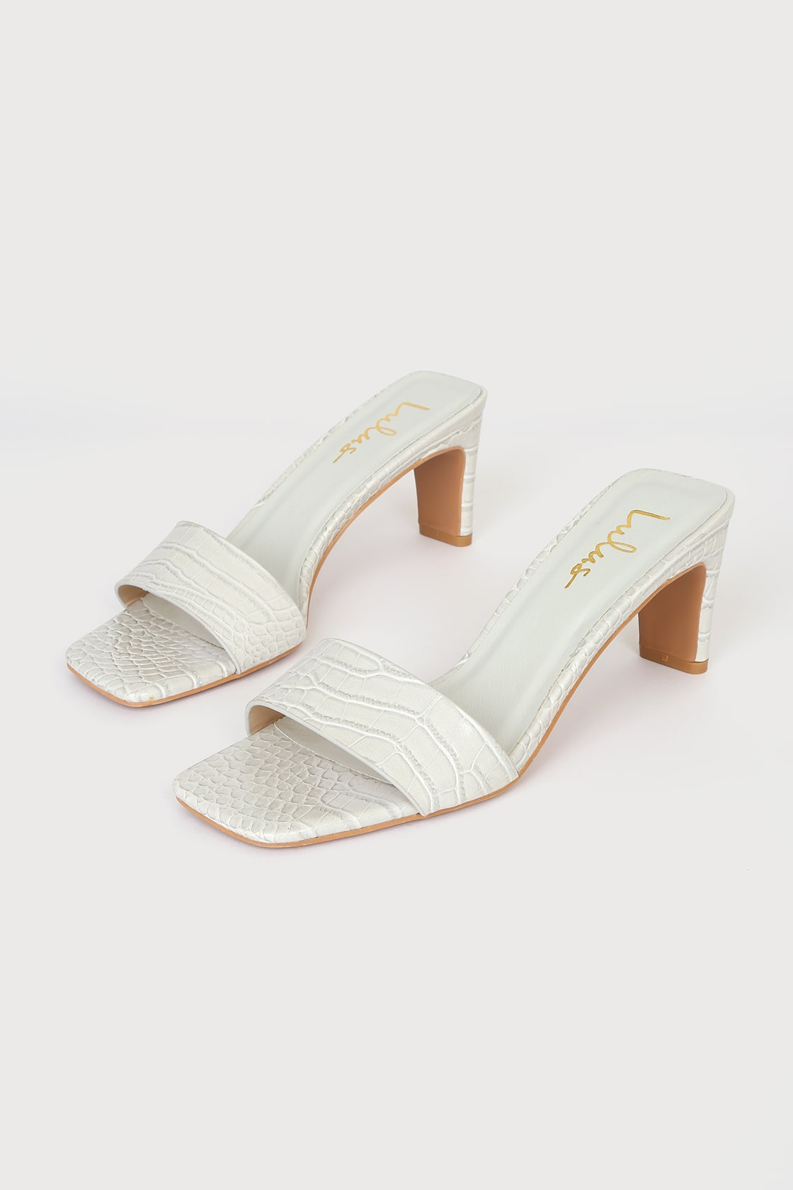 Ivory Heels - Crocodile-Embossed Sandals - High Heel Sandals - Lulus