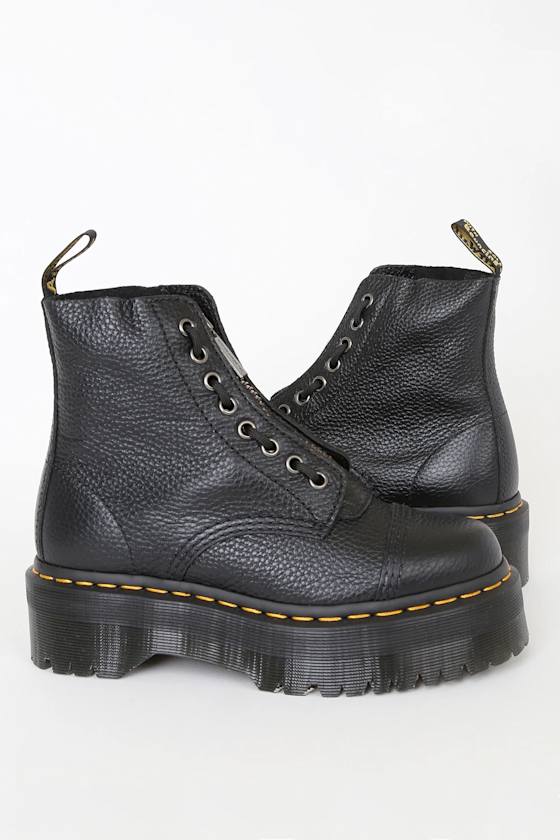 Sinclair Black Aunt Sally Leather Front Zip Platform Boots 3