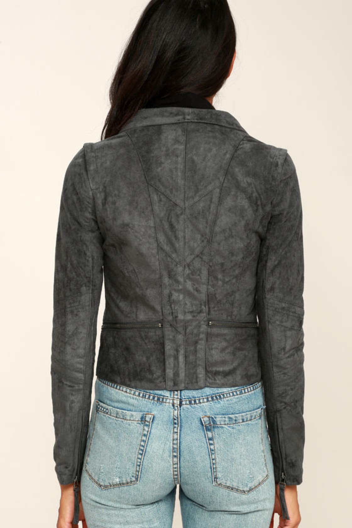 Ready For Anything Charcoal Grey Suede Moto Jacket