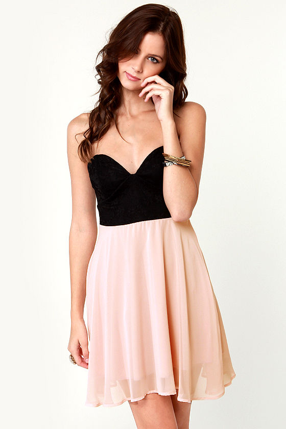 black and blush pink dress