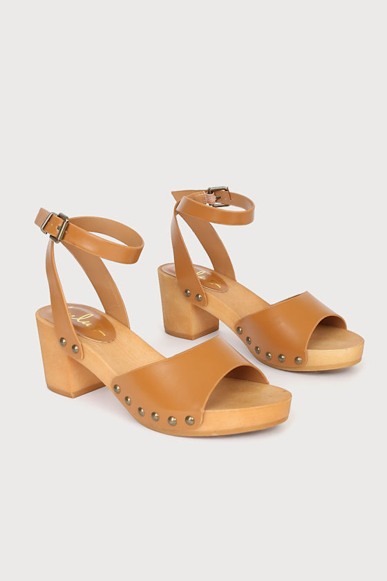 Tan Platform Sandals Ankle Strap Sandals Wood Sandals Lulus