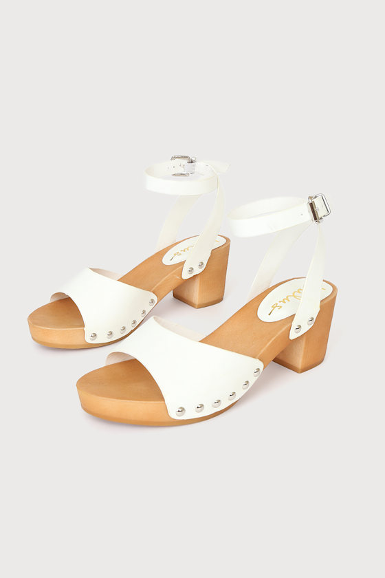 Sansa White Ankle Strap Platform Sandals 1