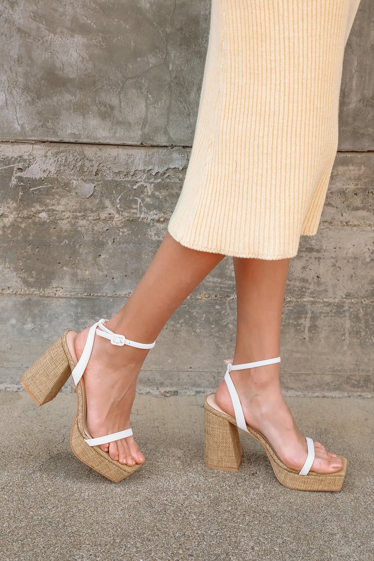 Raid Rosemary Ll White Woven Platform Heels High Heel Sandals Lulus