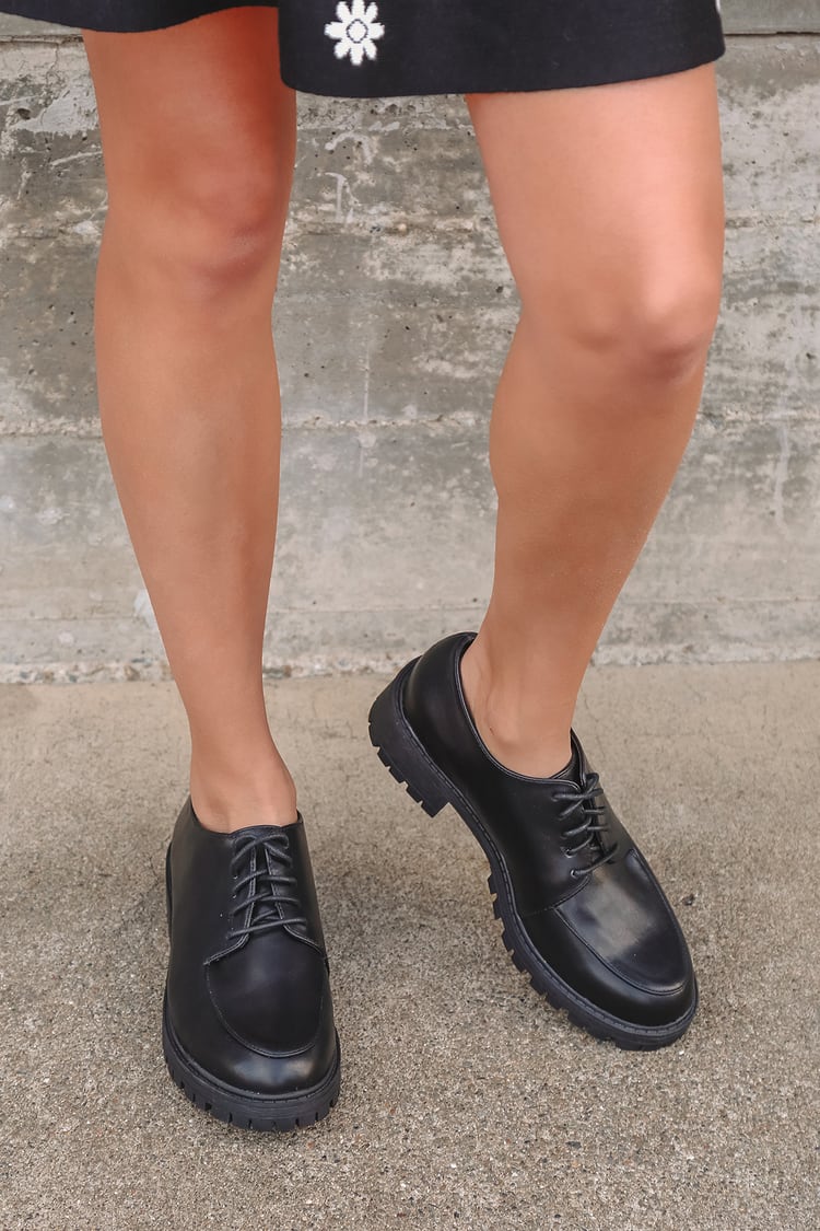 black platform oxfords