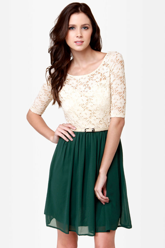 Green and beige clearance dress
