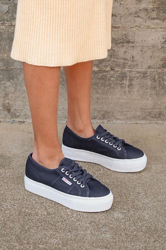 navy blue platform sneakers