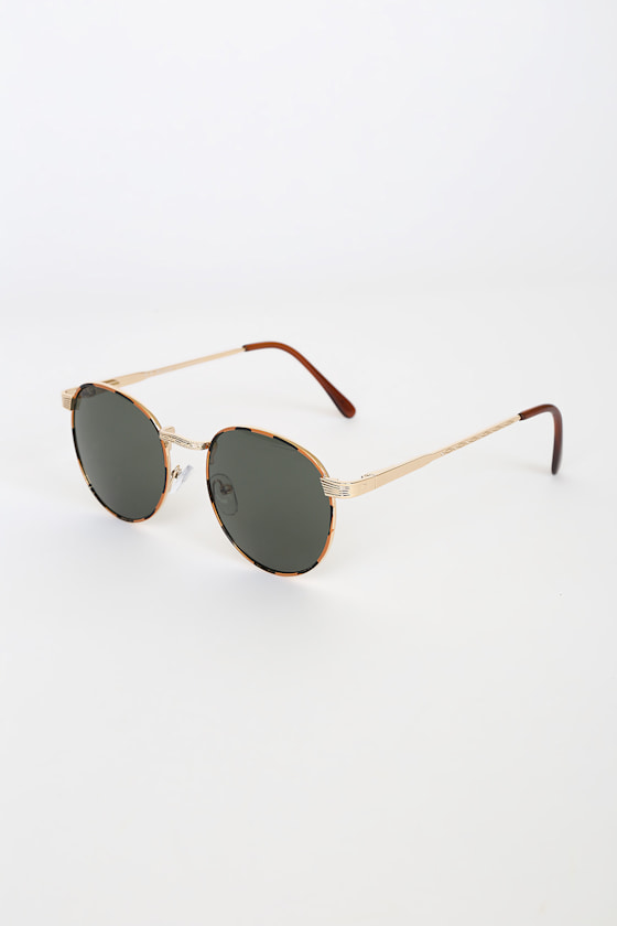 Ready to Cruise Gold and Tortoise Round Sunglasses 1