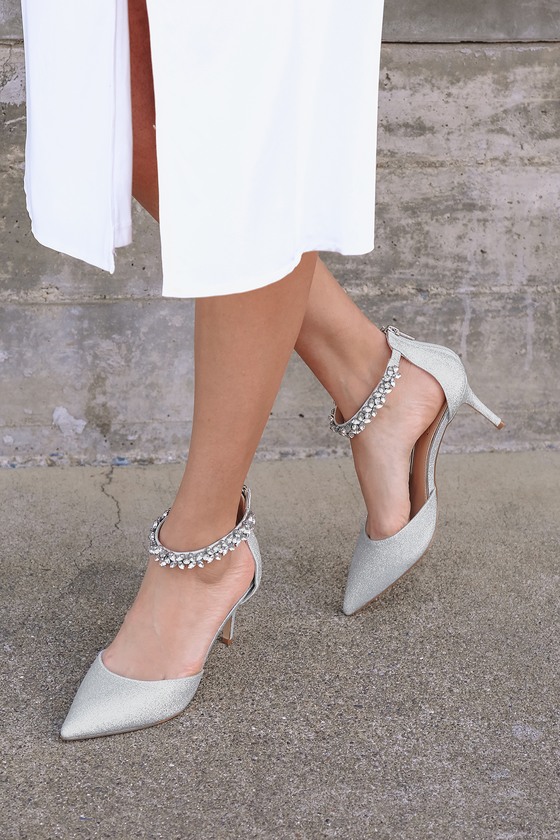 JBM Raleigh Silver Glitter High Heels Rhinestone Pumps Lulus
