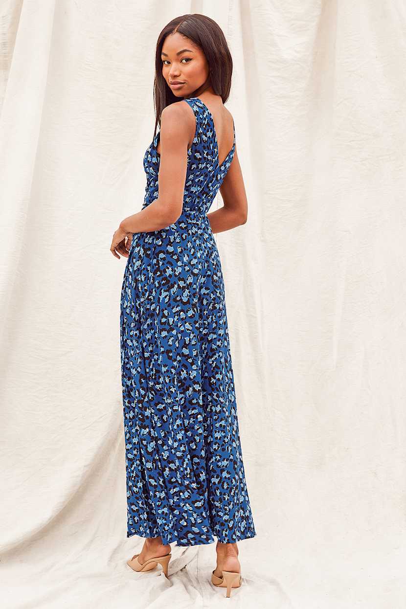Leopard Print Maxi Dress - Wrap Dress - Teal Blue Maxi Dress - Lulus