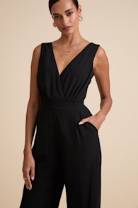 Kiska Black Lace Wide-Leg Jumpsuit 1