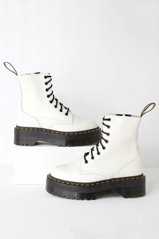 Jadon White Leather 8-Eye Platform Boot 2
