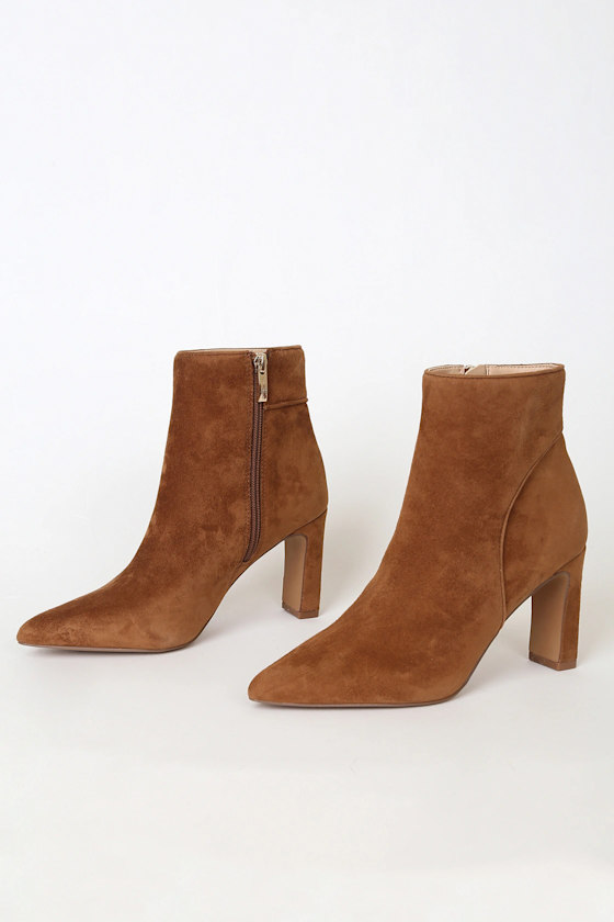 Jenn Chestnut Suede Leather Pointed-Toe Ankle Booties 4