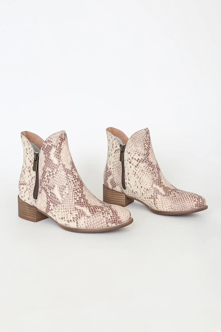 Seychelles Lucky Pennies - Beige Snake Print Boots - Ankle  display picture 3