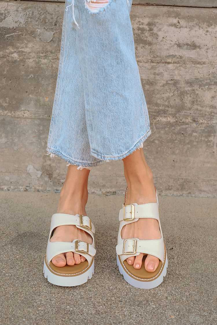 sandals footwear on Bc Footwear Hand To Hold White Vegan Sandals Buckle Sandals Lulus