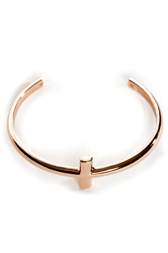 Cute Rose Gold Bracelet - Cross Bracelet - Clutch Bracelet - $11.00 - Lulus