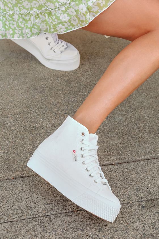 2705 Hi Top White Flatform Sneakers 5