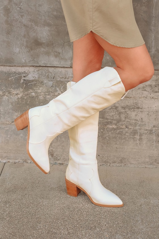 white boots knee high near me