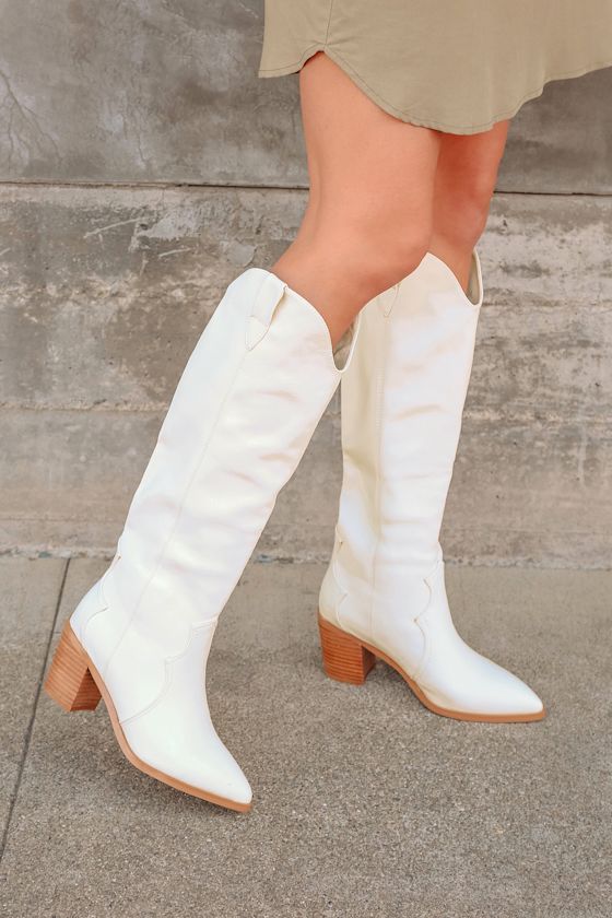 Novena Off White Knee High Boots 1