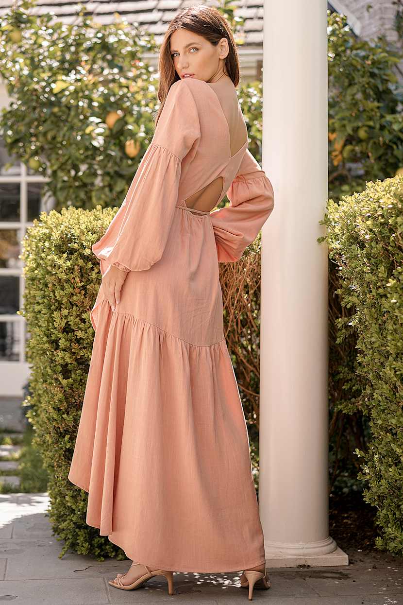 blush cut out dress Le Lis Lara Blush Cutout Mini Dress - Size M - Sleeveless Asymmetric Ruched Bodice - Drawstring Waist - Polyester Blend