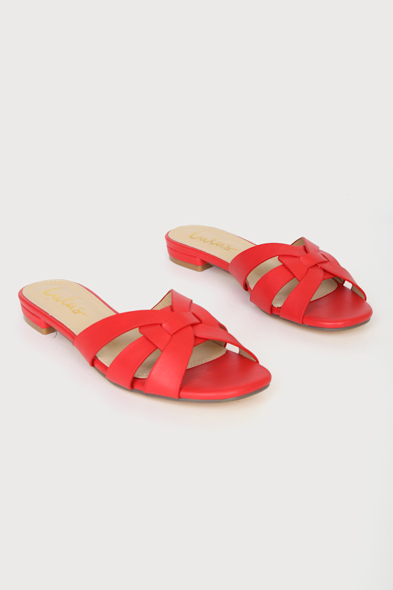 Caitlin Red Slide Sandals 1