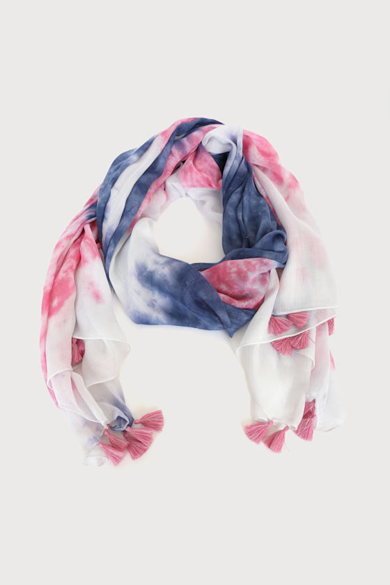 Always Poolside Pink Multi Tie-Dye Print Swim Cover-Up Scarf 1