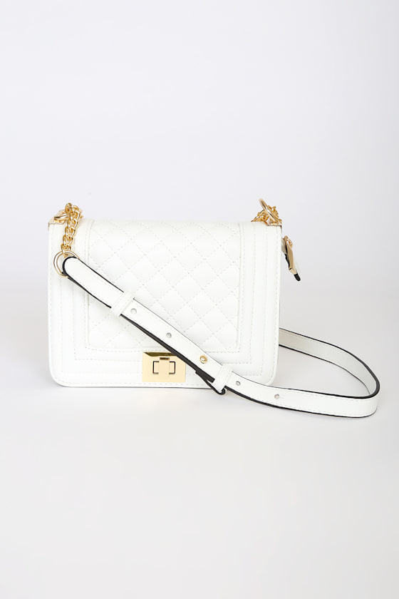 Just Going Out White Quilted Crossbody Bag 1