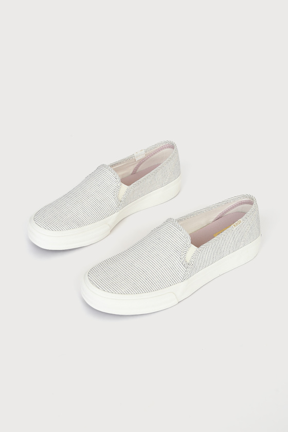 Double Decker Ikat Cream Striped Slip-On Sneakers 1