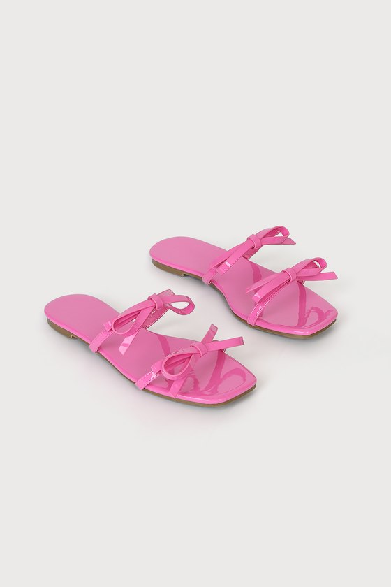 Pink Sandals - Knotted Sandals - Flat Sandals - Patent Sandals - Lulus