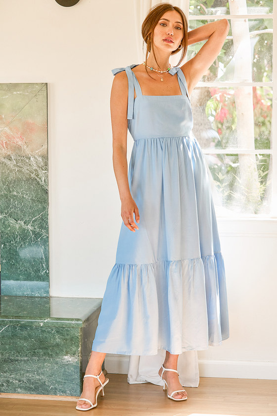 light blue tiered dress maxi