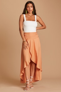 Ambrosio Light Orange High-Low Maxi Skirt