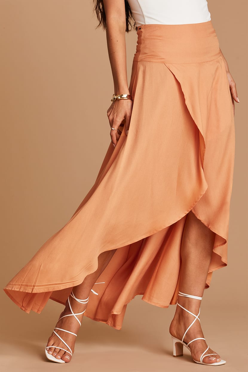 O'neil Ambrosio Skirt - Light Orange High-Low Skirt - Maxi Skirt - Lulus