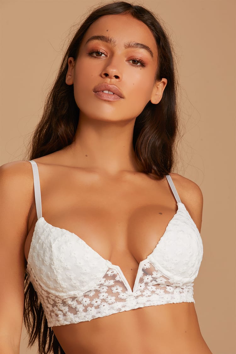 White Mesh Bra - Floral Embroidered Bra - Sexy Underwire Bra - Lulus