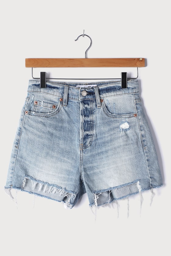 Bottom Line Light Wash High Rise Vintage Denim Shorts Bottom Line Light Wash High Rise Vintage Denim Shorts
