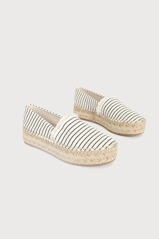 Lilly Beige Striped Canvas Platform Espadrille Sneakers 4