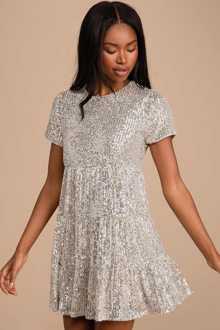 Stars Do Shine Sequin Dress - Silver