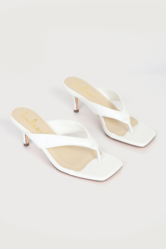 Berlynn White Square Toe High Heel Sandals 1