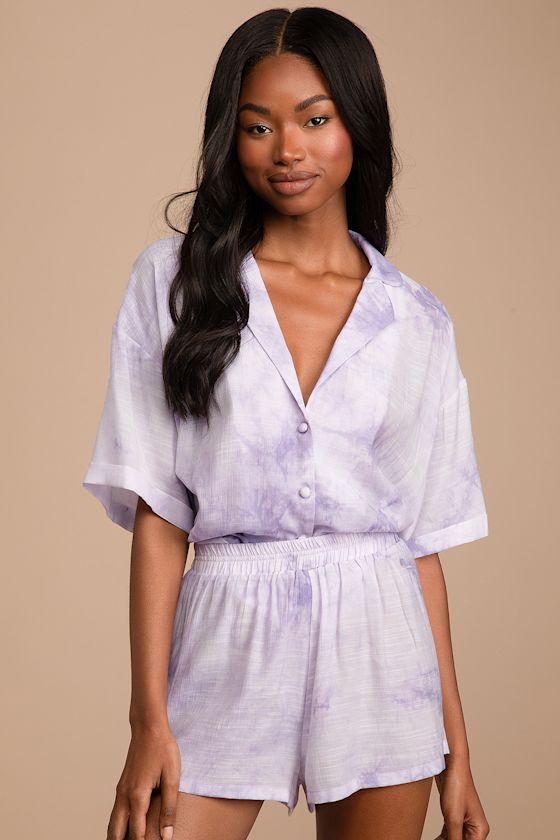 Hit Snooze Lavender Tie-Dye Two-Piece Pajama Set 12