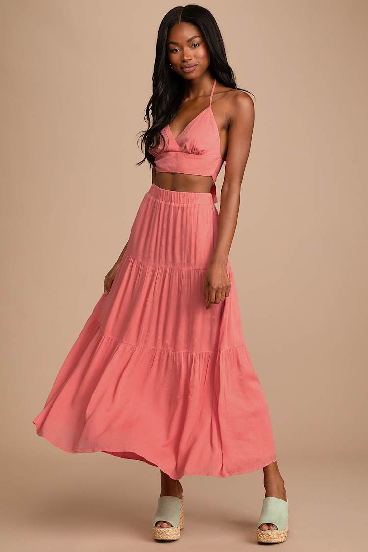 chinese dress ladies Island Time Coral Maxi Dress  Three Cords Boutique