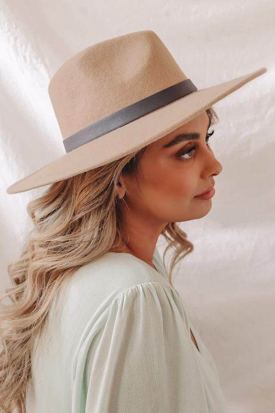 Beige Hat Fedora Hat Wide Brimmed Hat Fedora Wool Hat Lulus