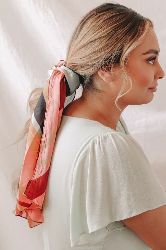 That Retro Vibe Red Multi Print Silk Scarf 4