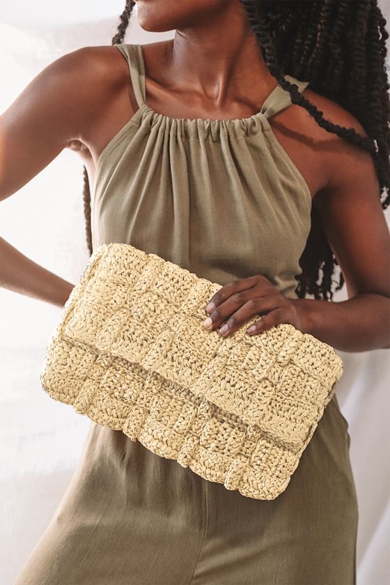 Trip for Two Beige Straw Clutch 1