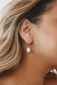 Divine Connection 14KT Gold Pearl Mini Hoop Earrings
