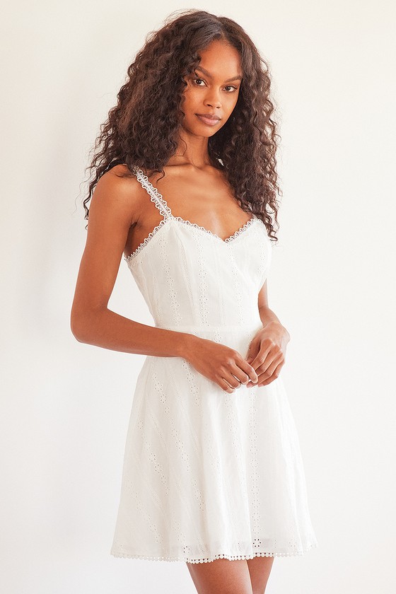 White Eyelet Lace Dress - Eyelet Mini Dress - A-line Dress - Lulus