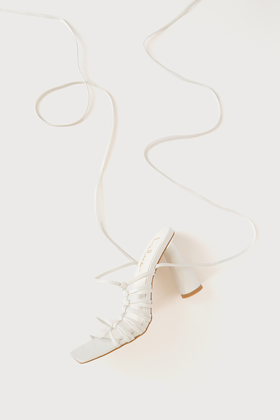 Zindy White Lace-Up High Heel Sandals 1