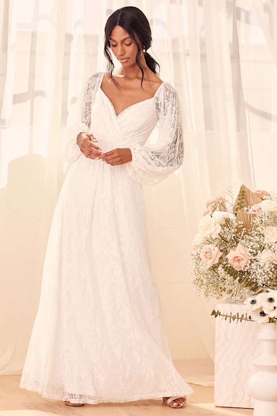 Story of Romance White Lace Long Sleeve Maxi Dress 1